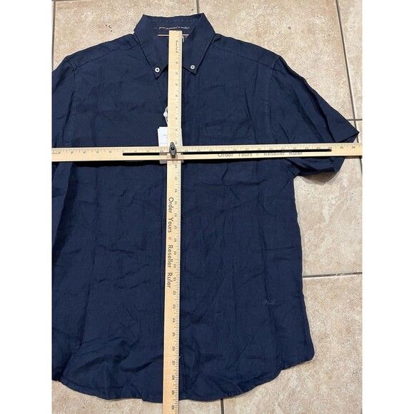 Porter & Ash Linen Shirt Mens Large Blue Casual Party Button Down Short Sleeve - Picture 4 of 7